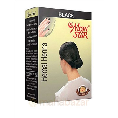Хна для волос черная Мун стар, упаковка 6 шт, производитель Изук Импекс; Herbal Henna Moon Star Black, 6 pcs, Izuk Impex